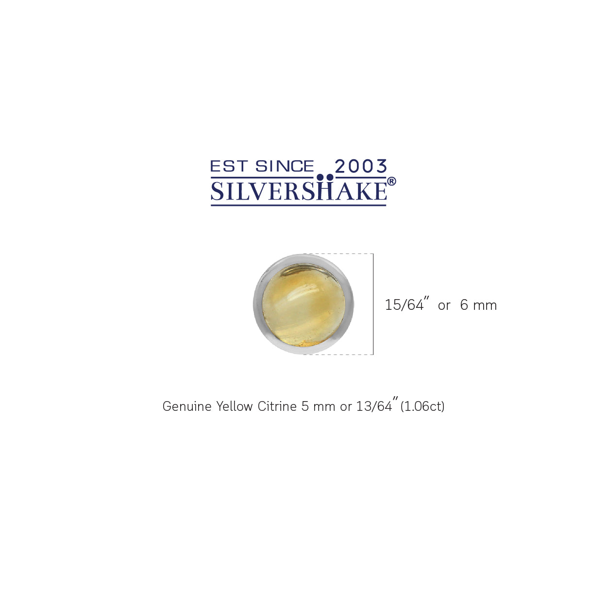 5mm Petite Cabochon Citrine White Gold Plated 925 Sterling Silver Stud Earrings - Silvershake-store