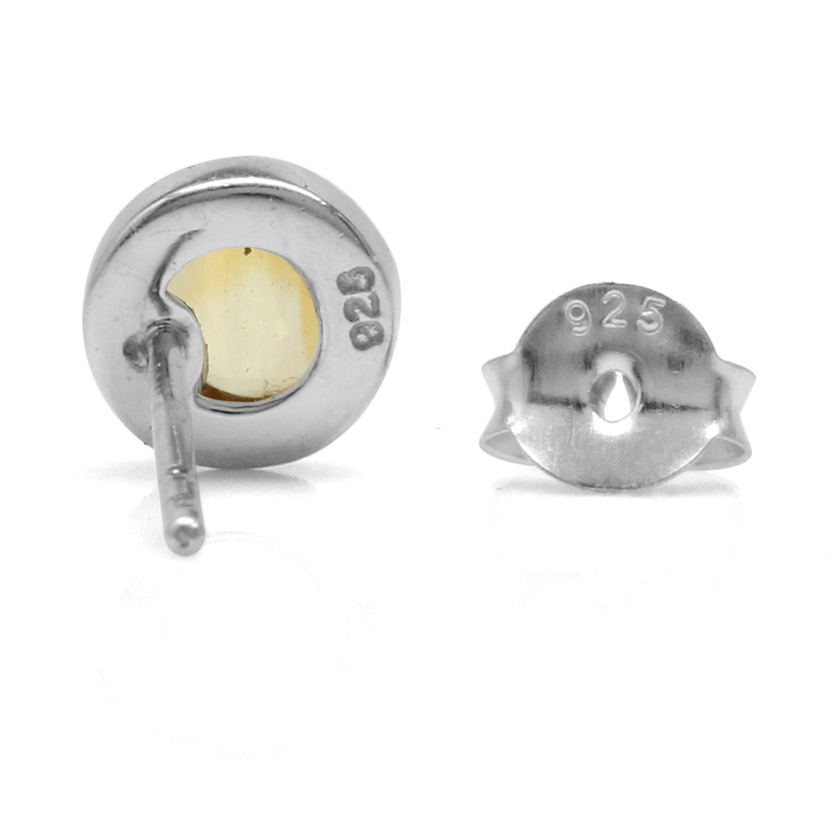 5mm Petite Cabochon Citrine White Gold Plated 925 Sterling Silver Stud Earrings - Silvershake-store