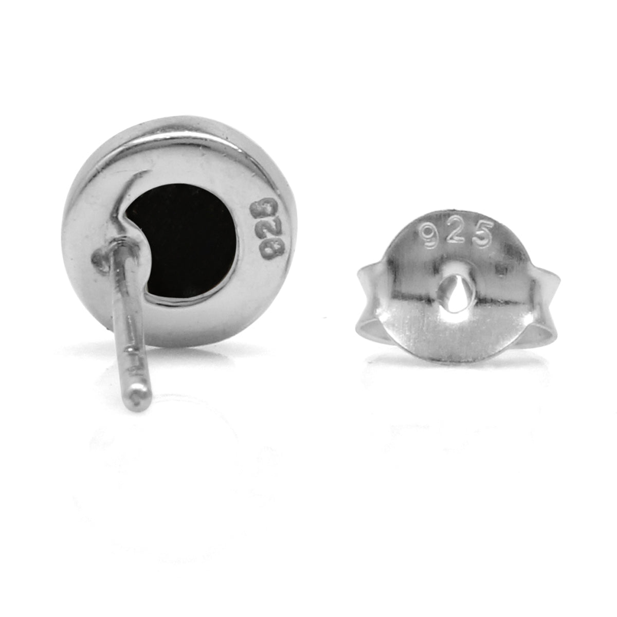 5mm Petite Genuine Round Shape Black Onyx White Gold Plated 925 Sterling Silver Stud Earrings - Silvershake-store