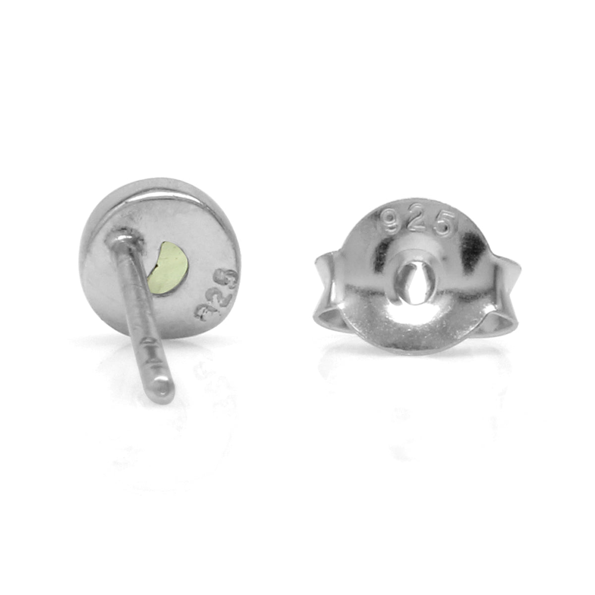 3MM Extra Petite Cabochon Peridot White Gold Plated 925 Sterling Silver Stud Earrings - Silvershake-store
