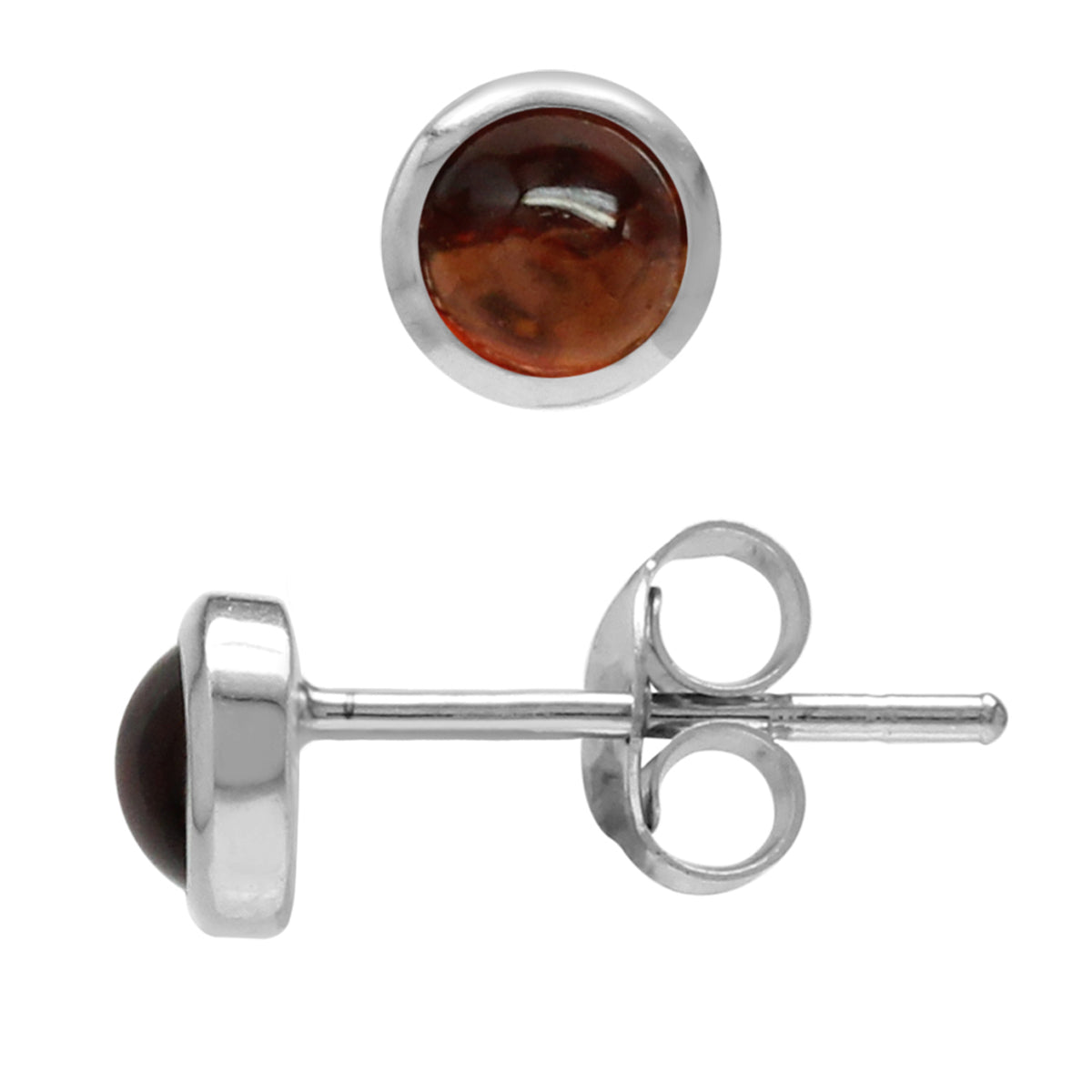 3MM Extra Petite Cabochon Garnet White Gold Plated 925 Sterling Silver Stud Earrings - Silvershake-store