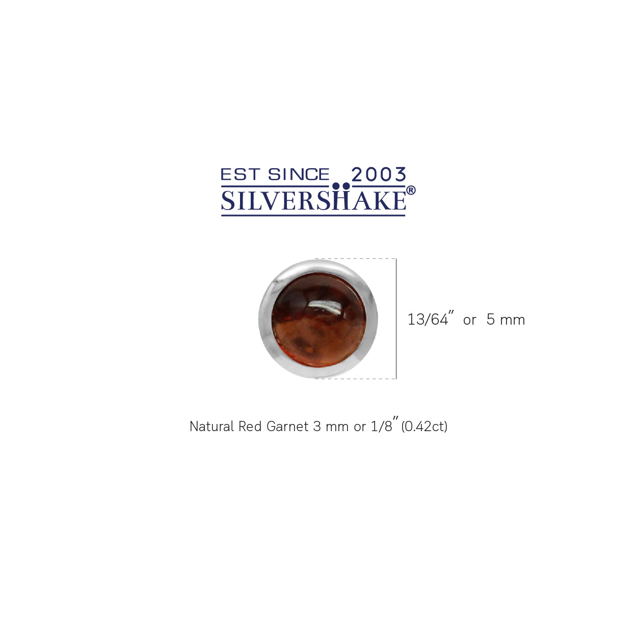 3MM Extra Petite Cabochon Garnet White Gold Plated 925 Sterling Silver Stud Earrings - Silvershake-store