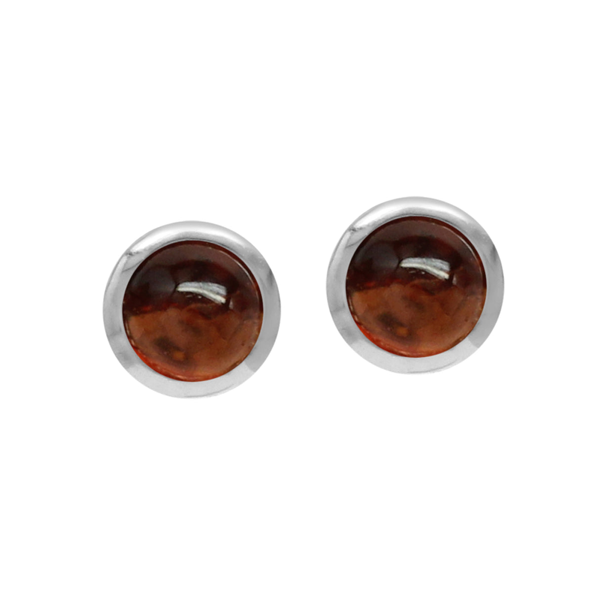 3MM Extra Petite Cabochon Garnet White Gold Plated 925 Sterling Silver Stud Earrings - Silvershake-store