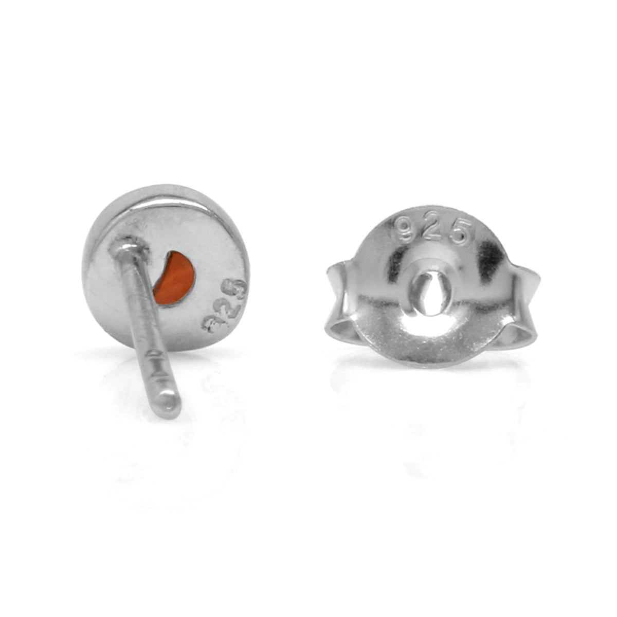 3MM Extra Petite Cabochon Garnet White Gold Plated 925 Sterling Silver Stud Earrings - Silvershake-store