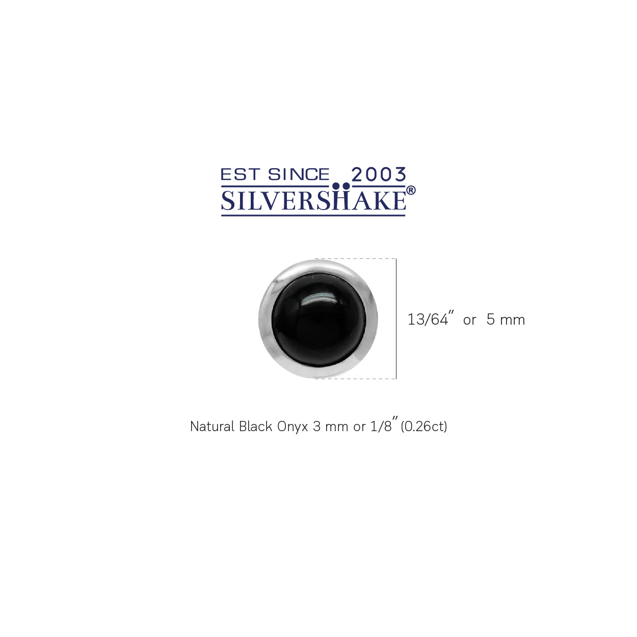 3MM Extra Petite Genuine Black Onyx White Gold Plated 925 Sterling Silver Stud Earrings - Silvershake-store