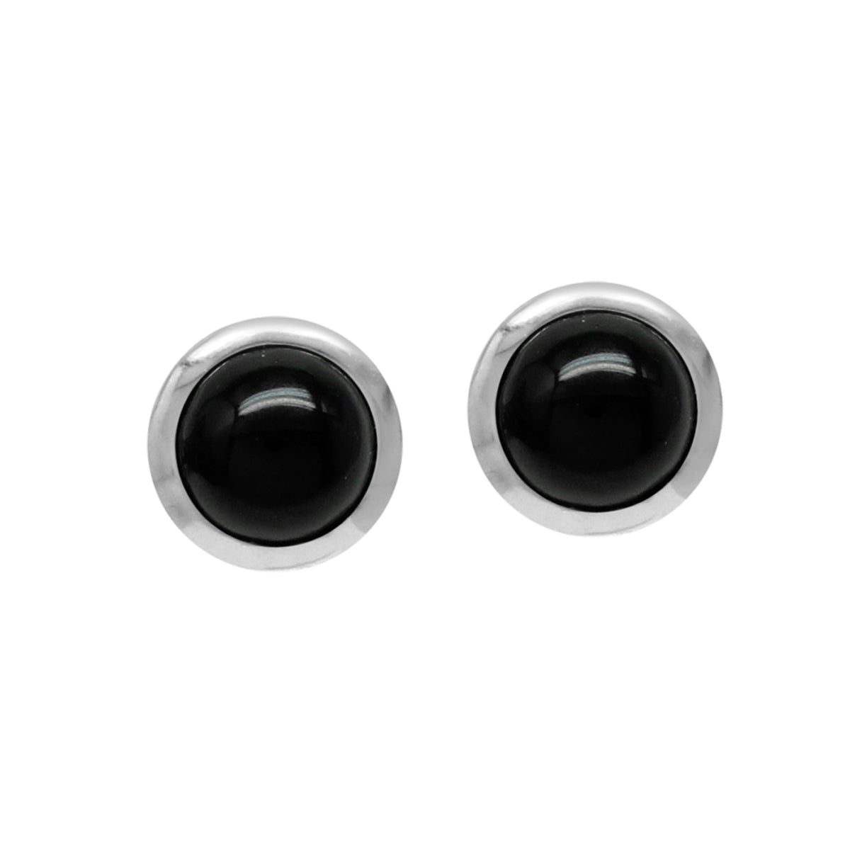3MM Extra Petite Genuine Black Onyx White Gold Plated 925 Sterling Silver Stud Earrings - Silvershake-store