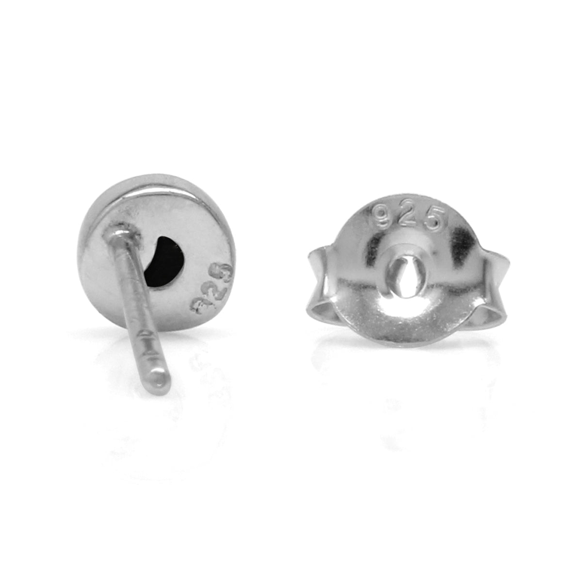 3MM Extra Petite Genuine Black Onyx White Gold Plated 925 Sterling Silver Stud Earrings - Silvershake-store