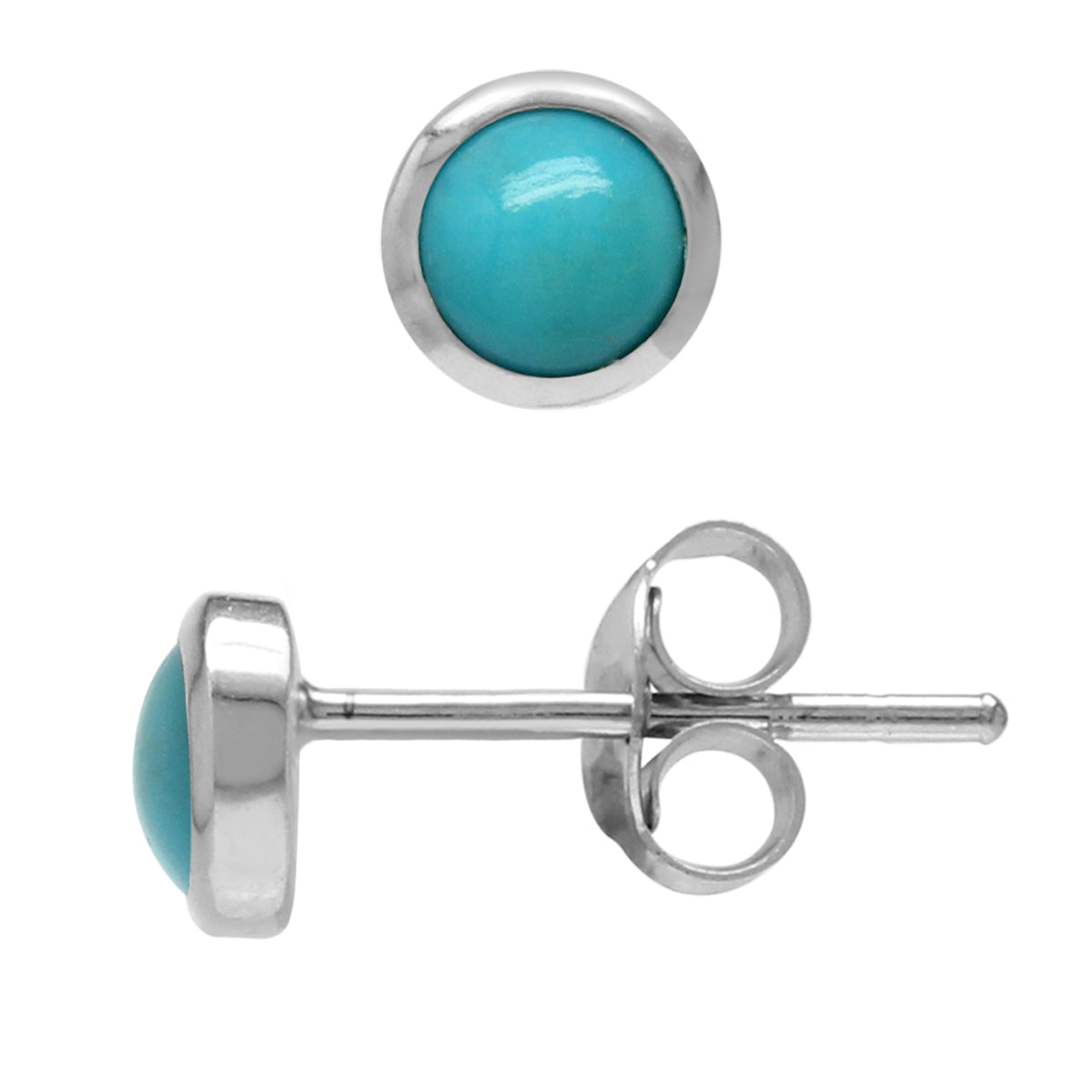 3mm Extra Petite Genuine Arizona American Turquoise White Gold Plated 925 Sterling Silver Stud Earrings Jewelry for Women and Second and Third Hole or Helix Piercing - Silvershake-store