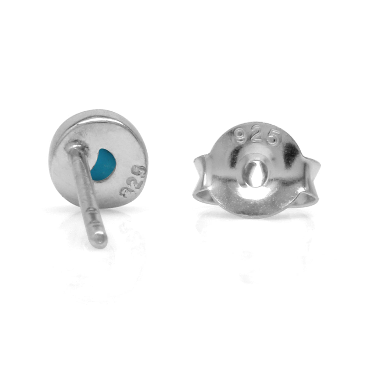3mm Extra Petite Genuine Arizona American Turquoise White Gold Plated 925 Sterling Silver Stud Earrings Jewelry for Women and Second and Third Hole or Helix Piercing - Silvershake-store