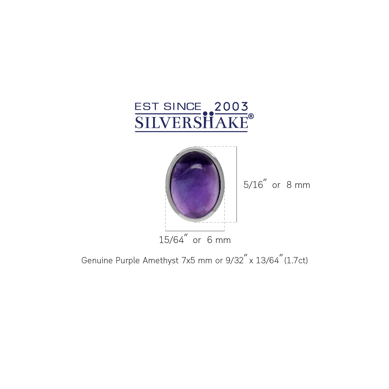 7X5mm Oval Shape Cabochon Amethyst White Gold Plated 925 Sterling Silver Stud Post Earrings - Silvershake-store