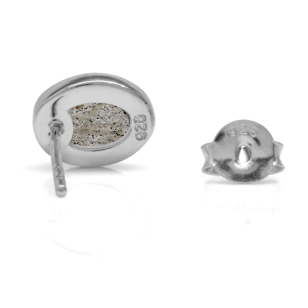 7X5mm Oval Shape Labradorite White Gold Plated 925 Sterling Silver Stud Post Earrings - Silvershake-store
