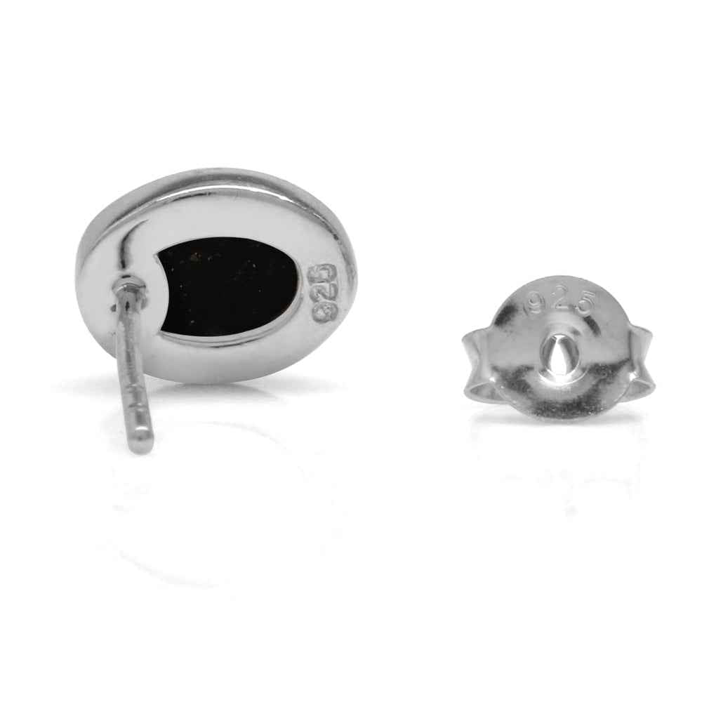 X5mm Oval Shape Mosaic Opal White Gold Plated 925 Sterling Silver Stud Post Earrings - Silvershake-store