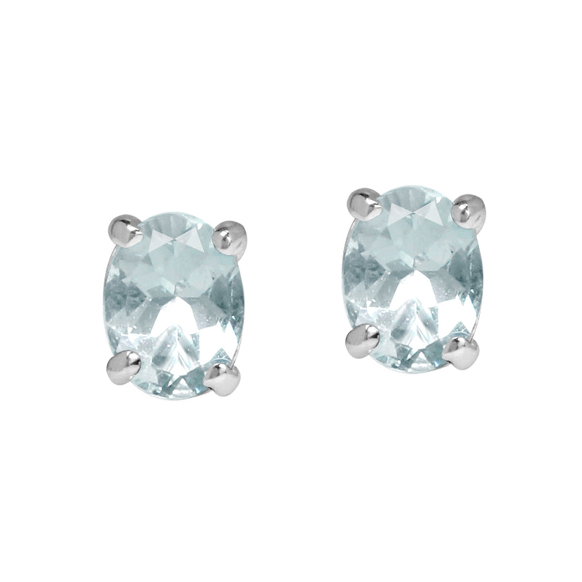 4x3MM Extra Petite Genuine Oval Shape Blue Aquamarine 925 Sterling Silver Stud Earrings silvershake