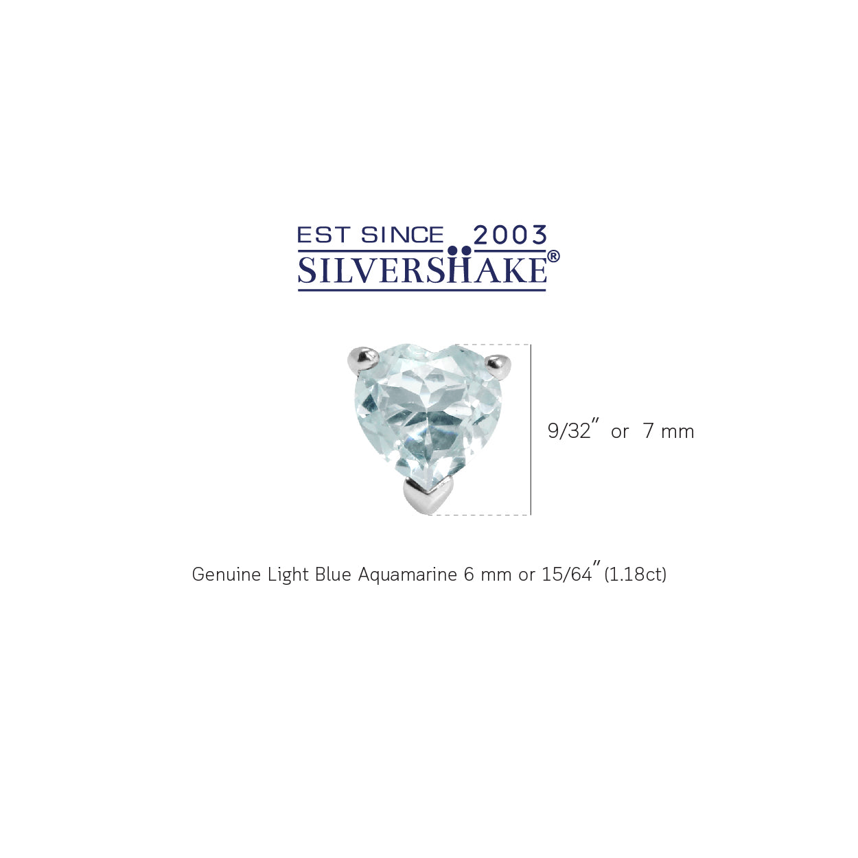 1.18ct. Genuine Heart Shape Blue Aquamarine 925 Sterling Silver Stud Earrings