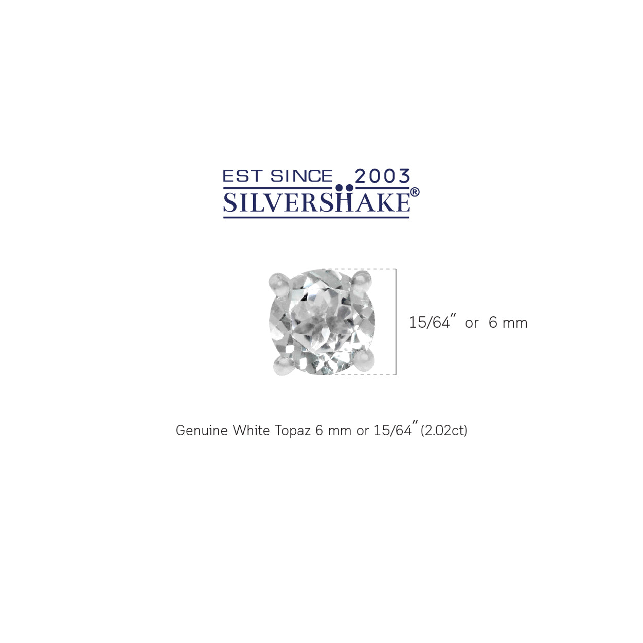 2.02ct. 6MM Genuine Round Shape White Topaz 925 Sterling Silver Stud Earrings