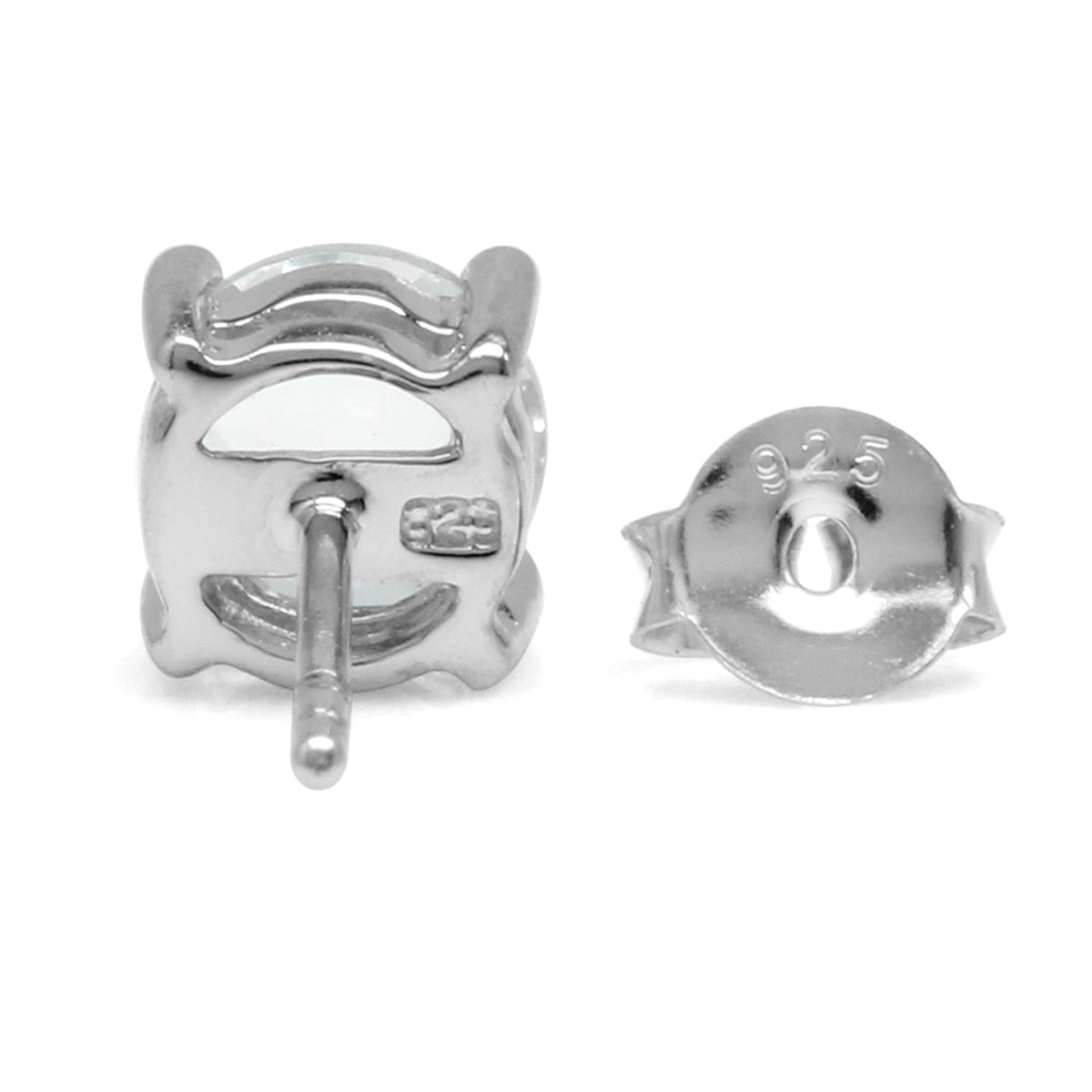 2.02ct. 6MM Genuine Round Shape White Topaz 925 Sterling Silver Stud Earrings