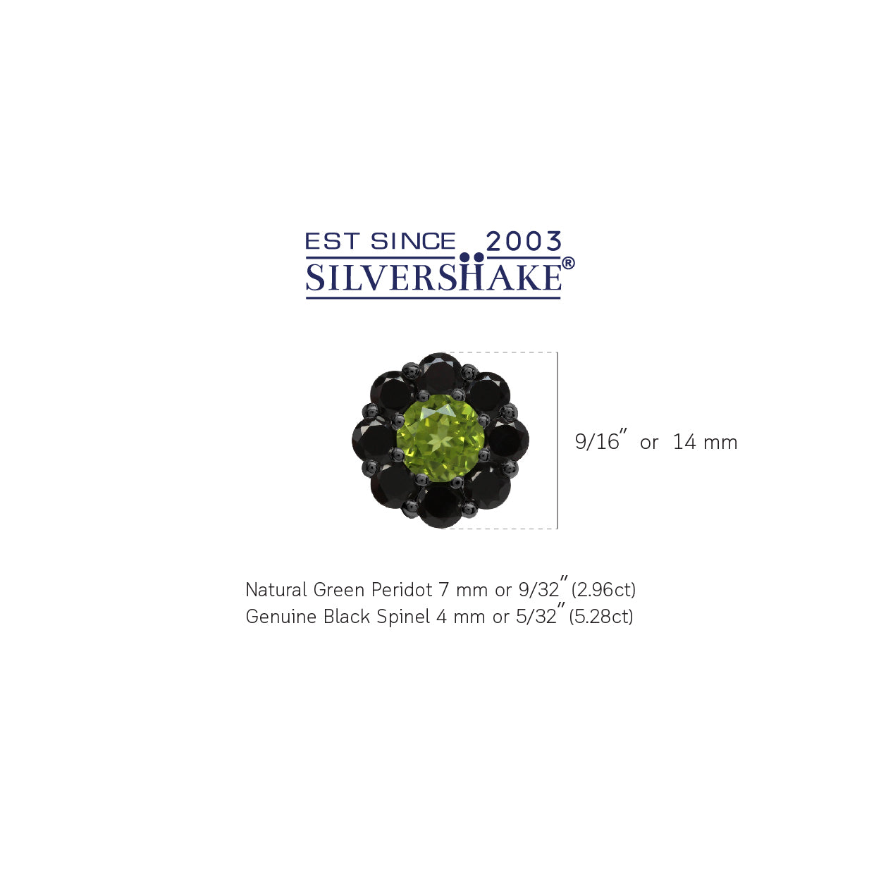 2.96ct. Natural Peridot&Spinel Black Rhodium Plated 925 Sterling Silver Flower Cluster Post Earrings silvershake
