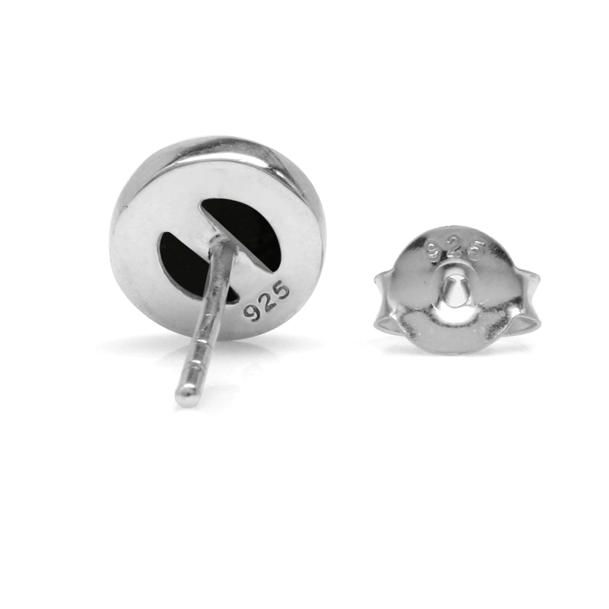 6mm Genuine Round Shape Black Onyx White Gold Plated 925 Sterling Silver Stud Post Earrings - Silvershake-store