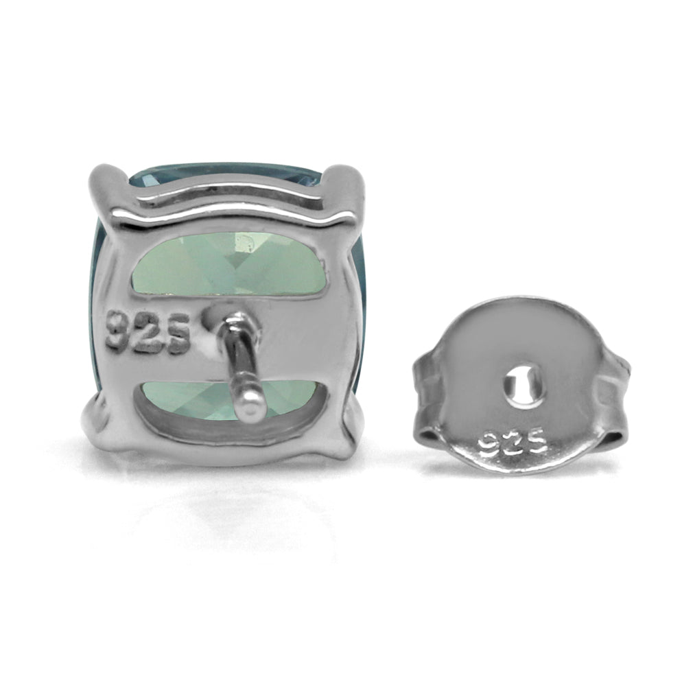 7mm Cushion Shape Simulated Color Change Alexandrite 925 Sterling Silver Stud Earrings - Silvershake-store