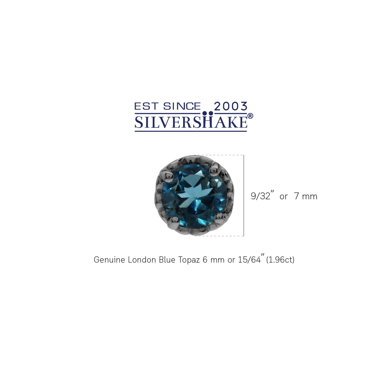 6mm Round London Blue Topaz Black Rhodium Plated 925 Sterling Silver Victorian Style Stud Earrings - Silvershake-store
