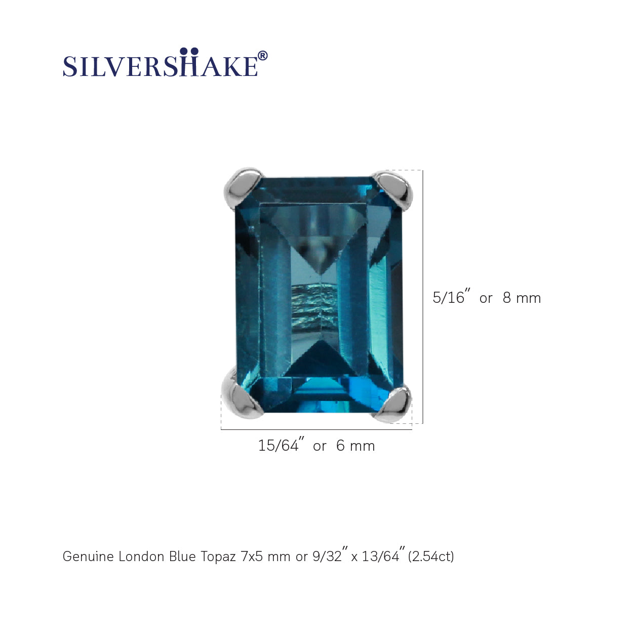 2.54ct. 7X5mm Genuine Octagon Shape London Blue Topaz 925 Sterling Silver Stud Earrings - Silvershake-store
