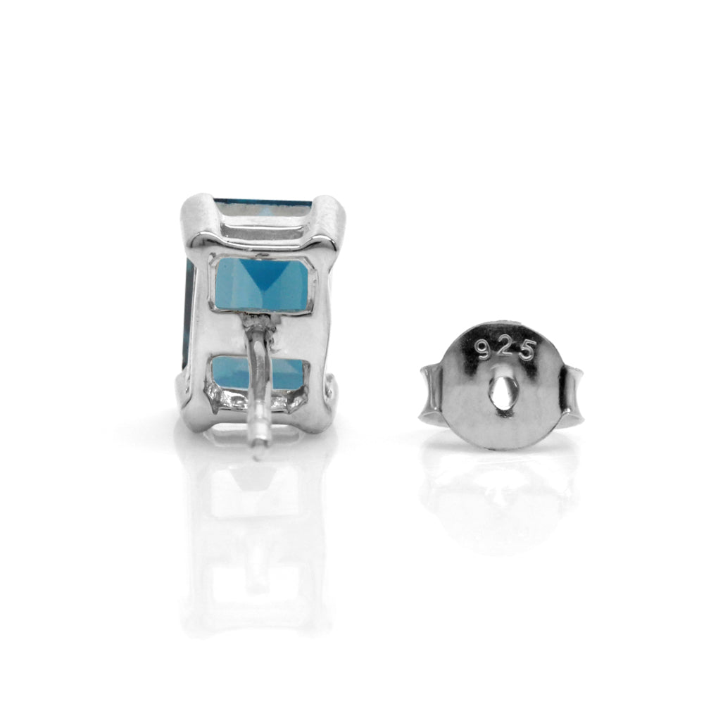 2.54ct. 7X5mm Genuine Octagon Shape London Blue Topaz 925 Sterling Silver Stud Earrings - Silvershake-store