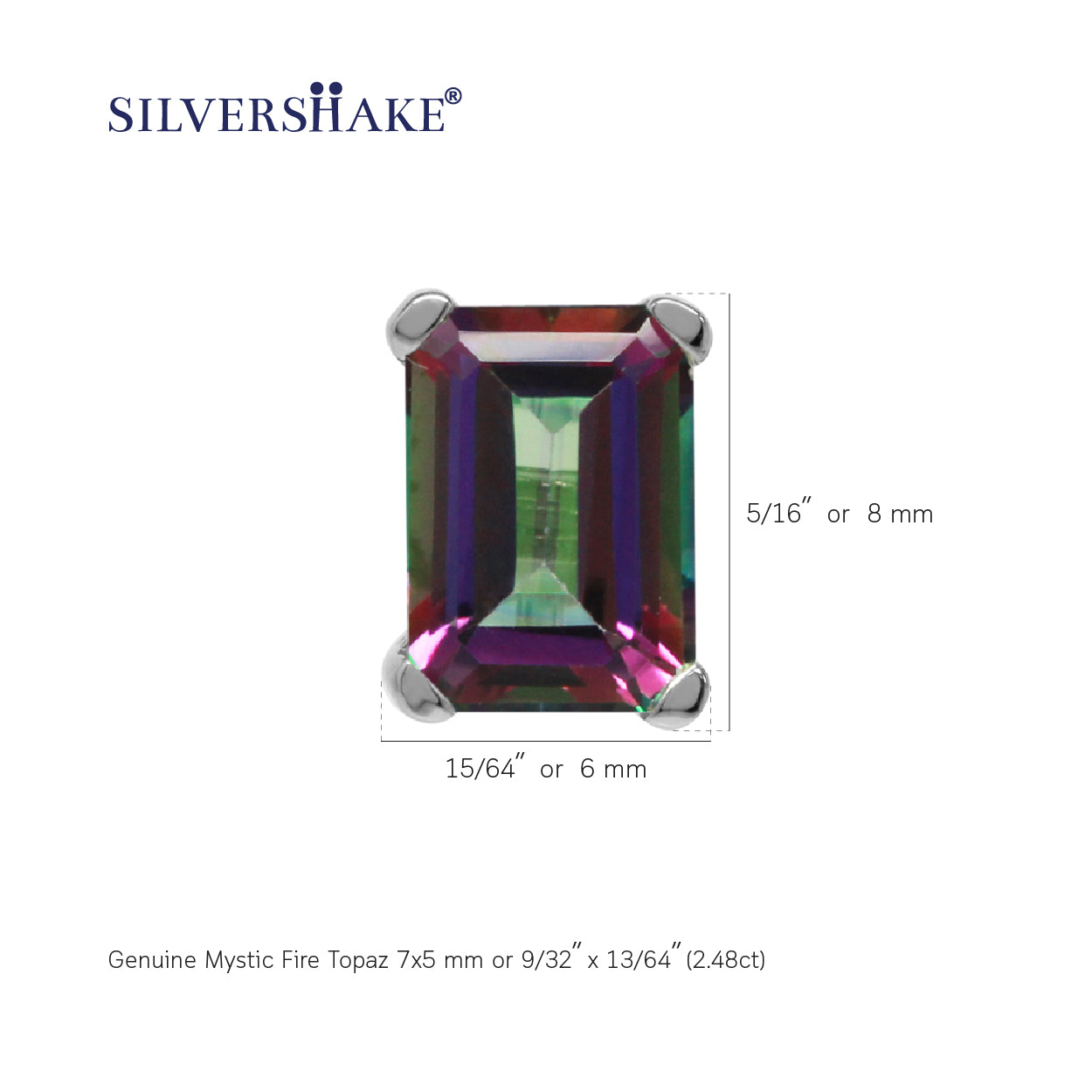 2.48ct. 7X5mm Octagon Shape Mystic Fire Topaz White Gold Plated 925 Sterling Silver Stud Earrings - Silvershake-store