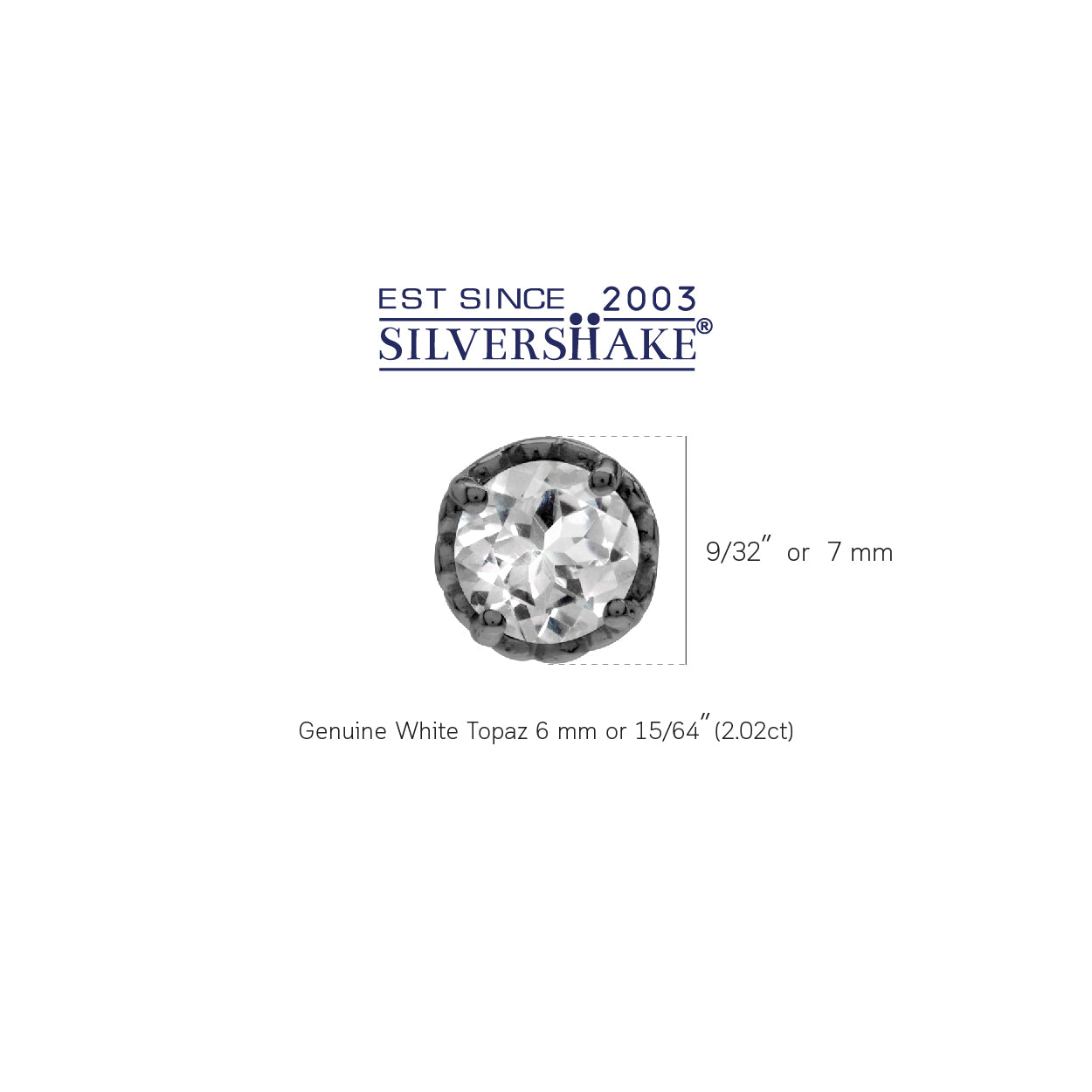 6mm Genuine White Topaz Black Rhodium Plated 925 Sterling Silver Victorian Style Stud Earrings - Silvershake-store