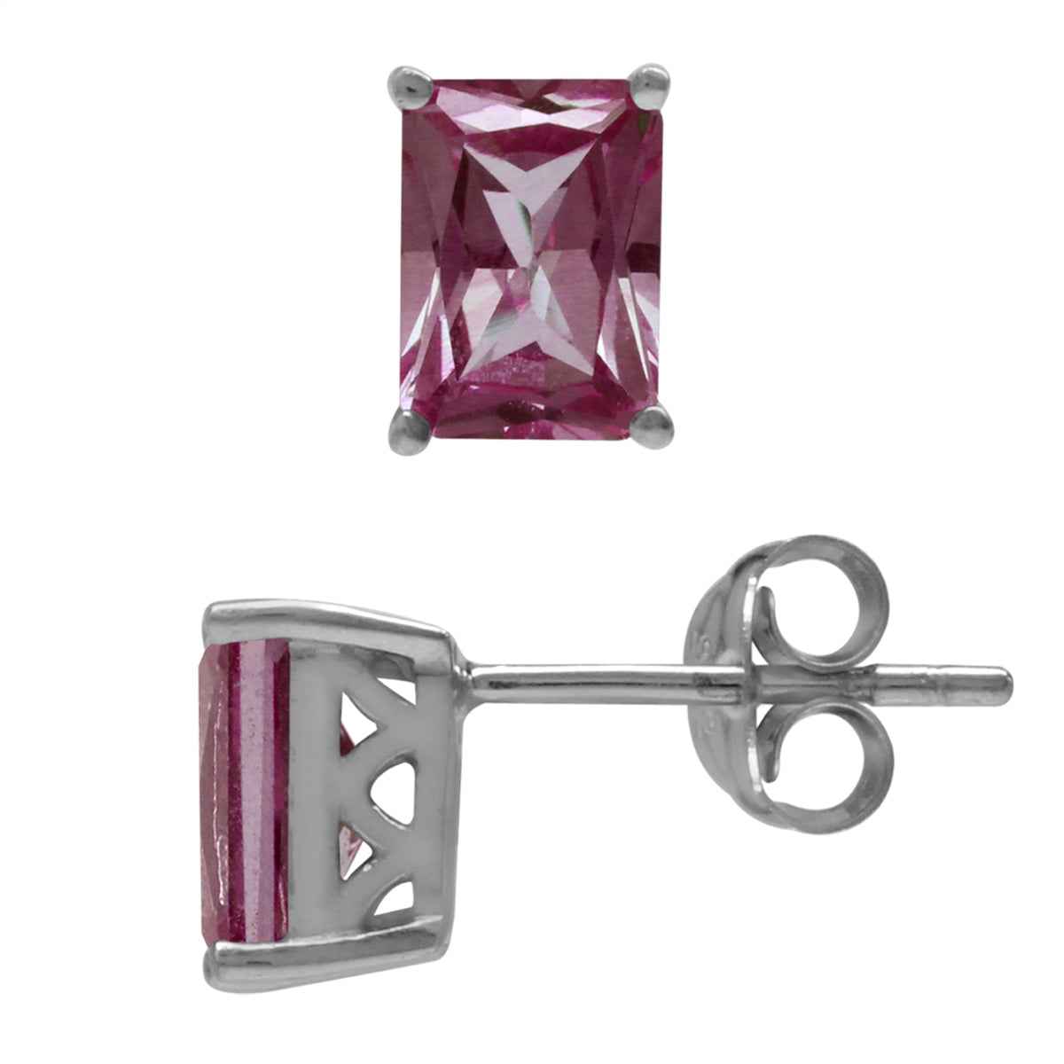 2.34ct. 7X5mm Octagon Mystic Fire Topaz White Gold Plated 925 Sterling Silver Stud Post Earrings