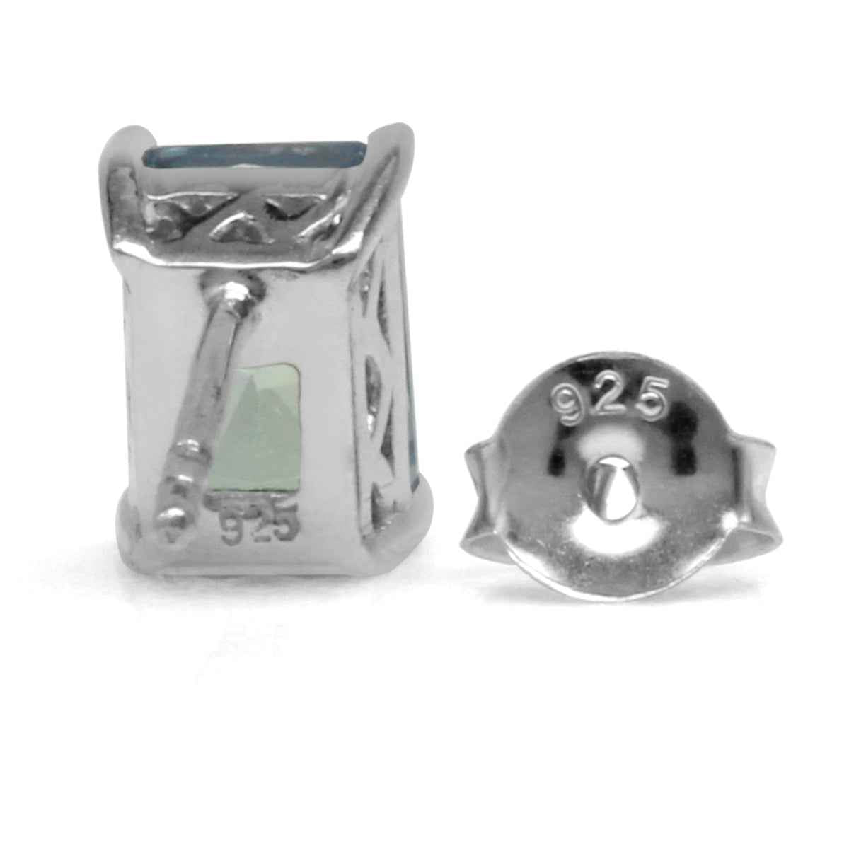 2.34ct. 7X5mm Octagon Mystic Fire Topaz White Gold Plated 925 Sterling Silver Stud Post Earrings