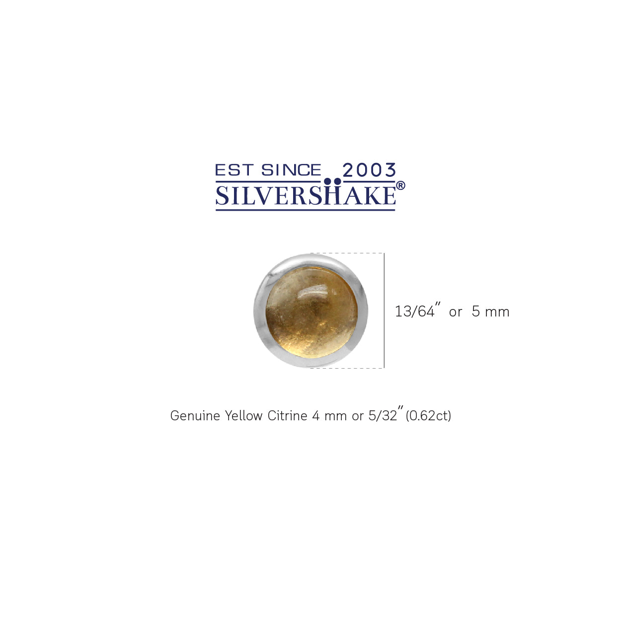 4mm Petite Round Shape Cabochon Citrine White Gold Plated 925 Sterling Silver Stud Earrings - Silvershake-store