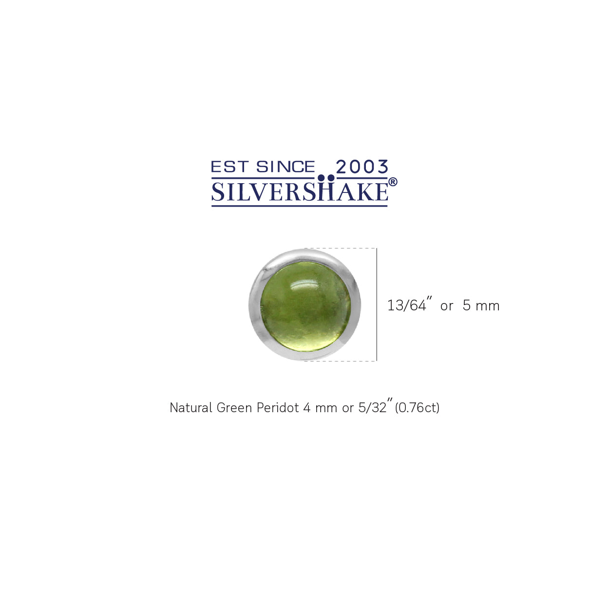 4mm Petite Round Shape Cabochon Peridot White Gold Plated 925 Sterling Silver Stud Earrings - Silvershake-store