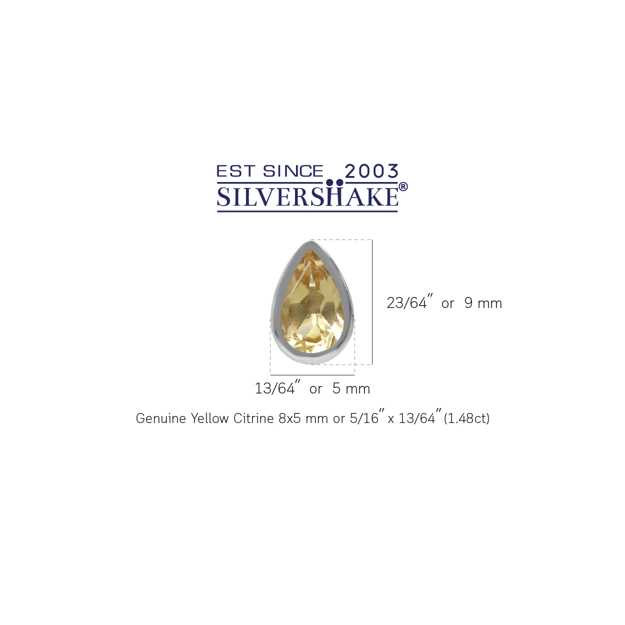 1.48ct. 8X5mm Natural Pear Shape Citrine White Gold Plated 925 Sterling Silver Stud Earrings - Silvershake-store