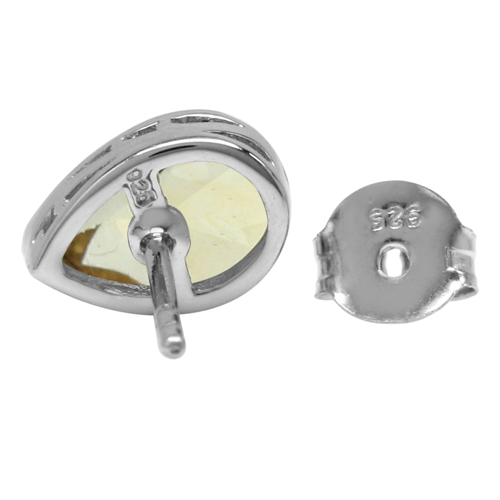 1.48ct. 8X5mm Natural Pear Shape Citrine White Gold Plated 925 Sterling Silver Stud Earrings - Silvershake-store