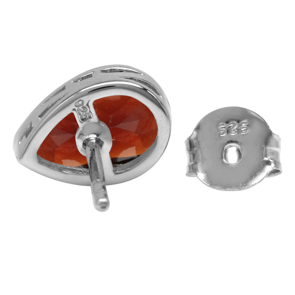 1.94ct. 8X5mm Natural Pear Shape Garnet White Gold Plated 925 Sterling Silver Stud Earrings - Silvershake-store