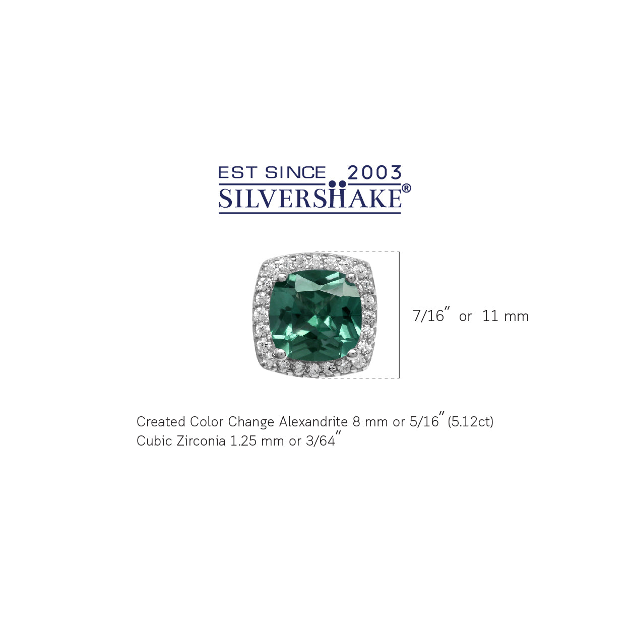 8mm Cushion Shape Simulated Color Change Alexandrite 925 Sterling Silver Halo Stud Earrings