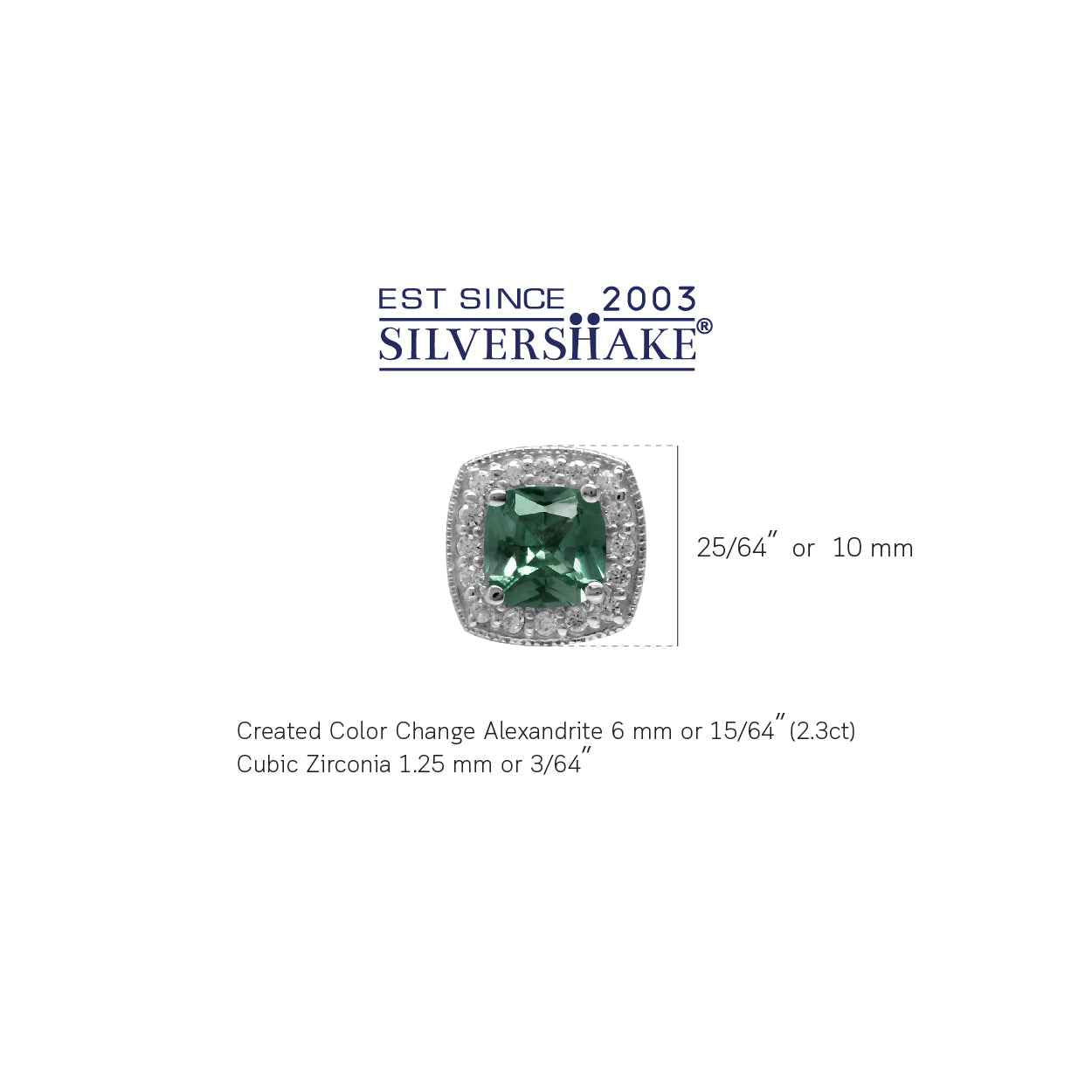 6mm Cushion Shape Created Color Change Alexandrite 925 Sterling Silver Halo Stud Earrings