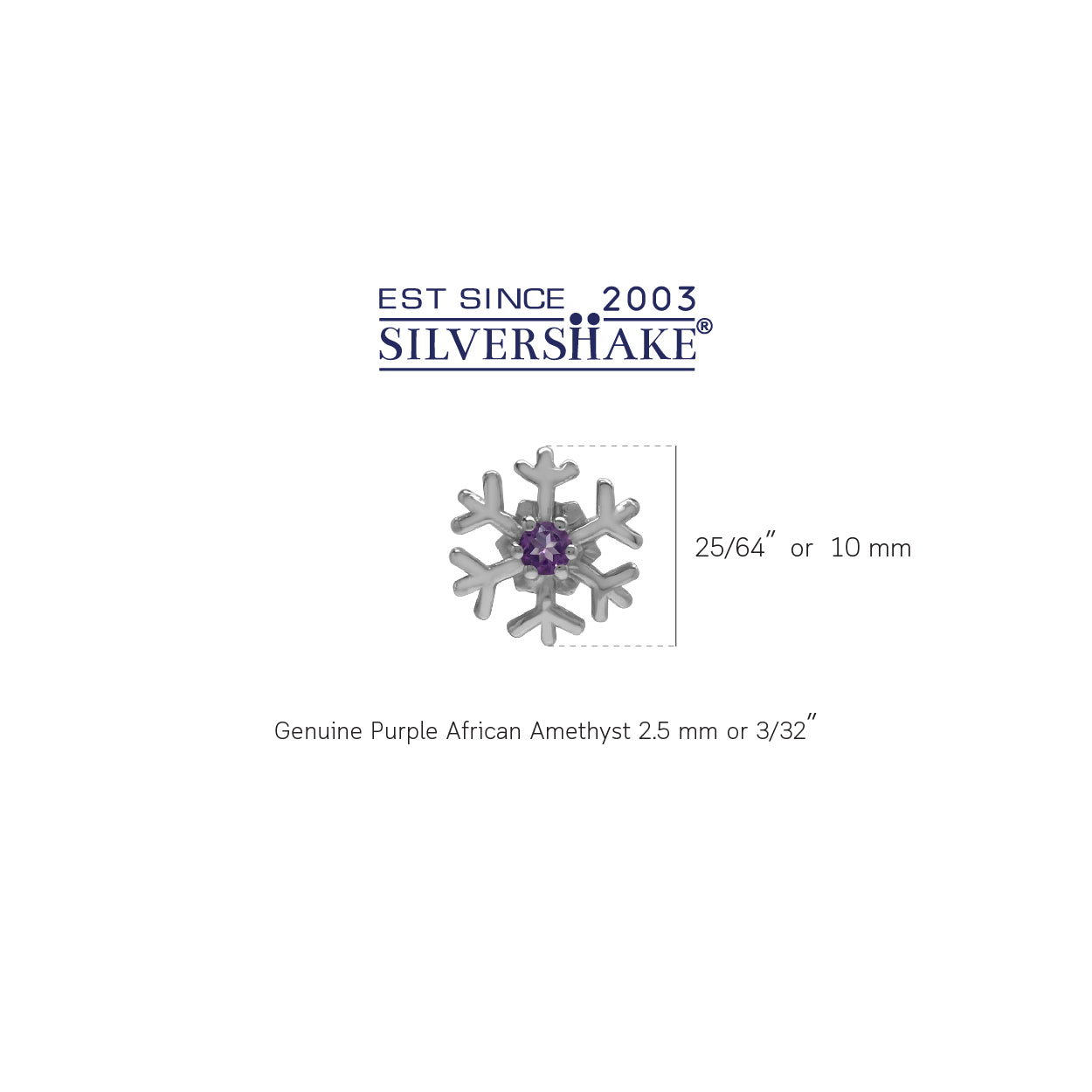 2.5MM Extra Petite Genuine Round Shape African Amethyst 925 Sterling Silver Snowflake Stud Earrings