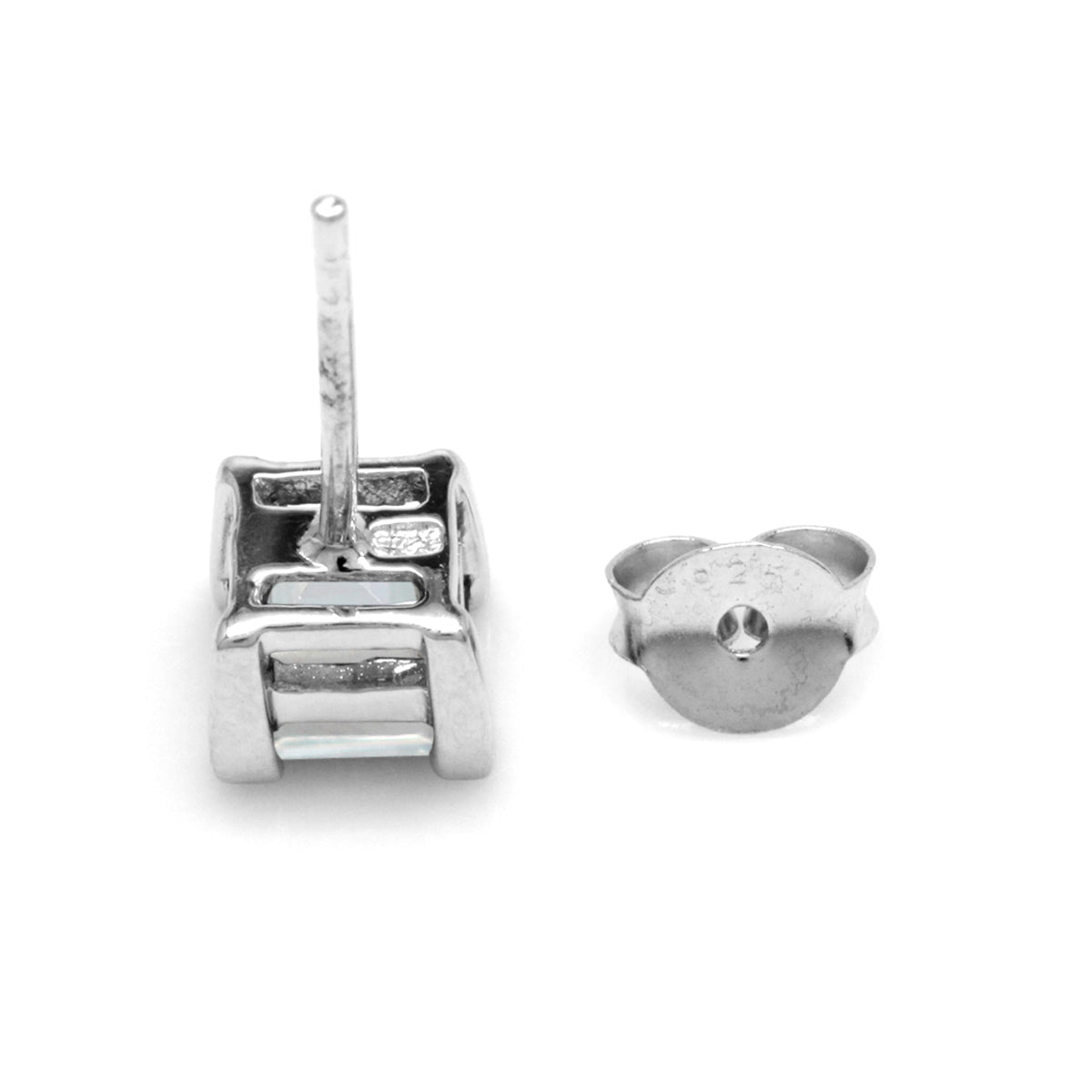 1.56ct. 5MM Genuine Square Shape White Topaz 925 Sterling Silver Stud Earrings