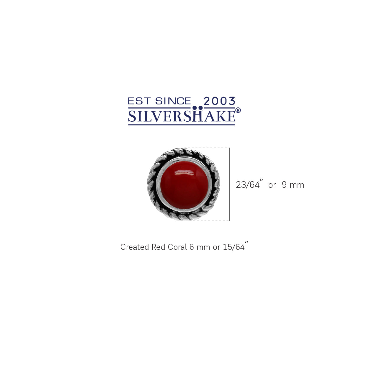 6mm Created Round Shape Red Coral 925 Sterling Silver Rope Stud Earrings - Silvershake-store