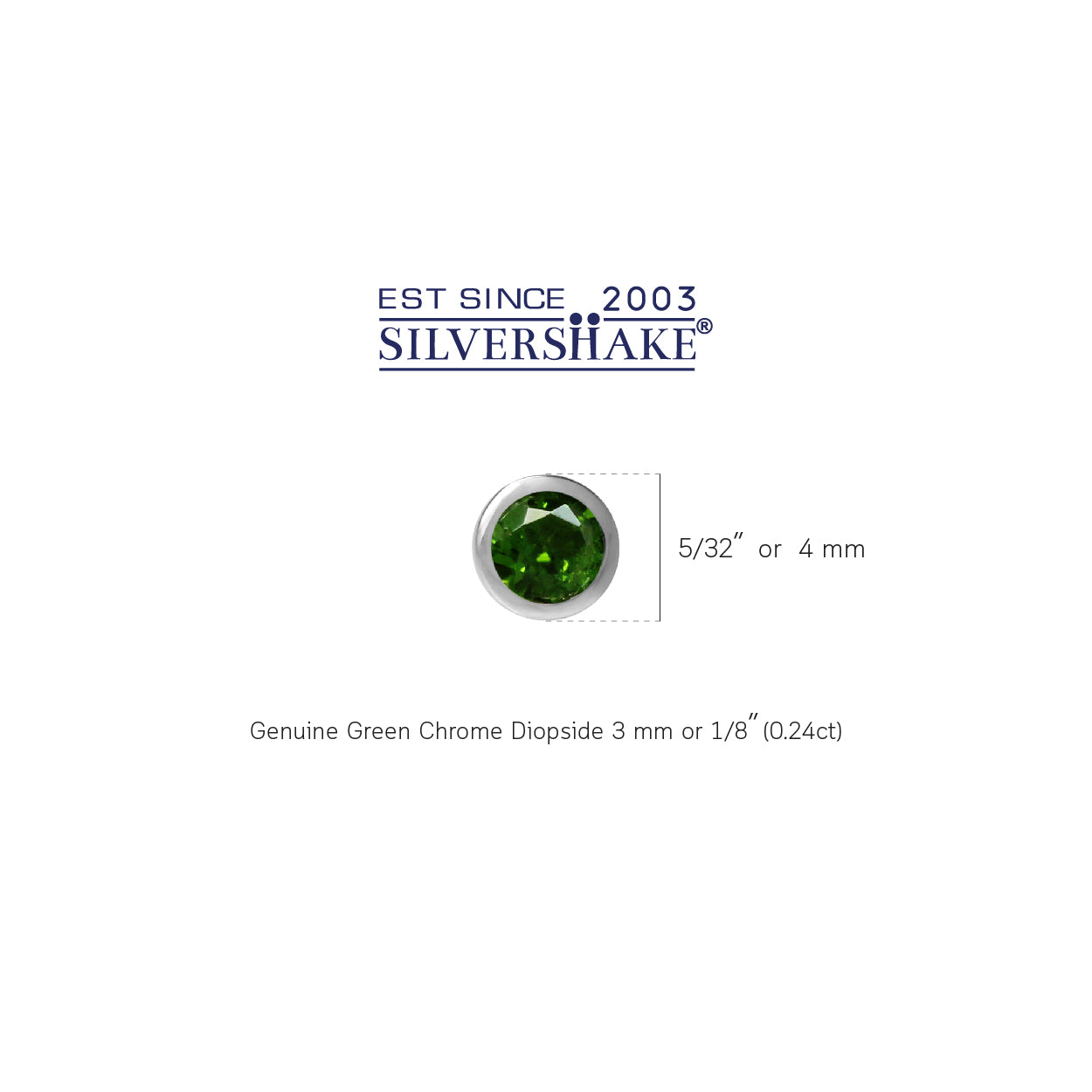 3mm Extra Petite Green Chrome Diopside 925 Sterling Silver Bezel Set Stud Earrings - Silvershake-store