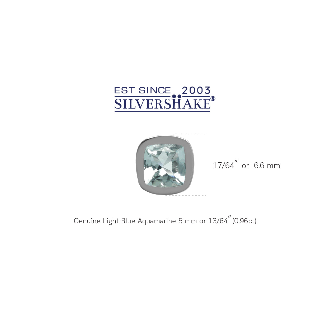 Genuine 5 mm Cushion Shape Light Blue Aquamarine 925 Sterling Silver Stud Earrings - Silvershake-store