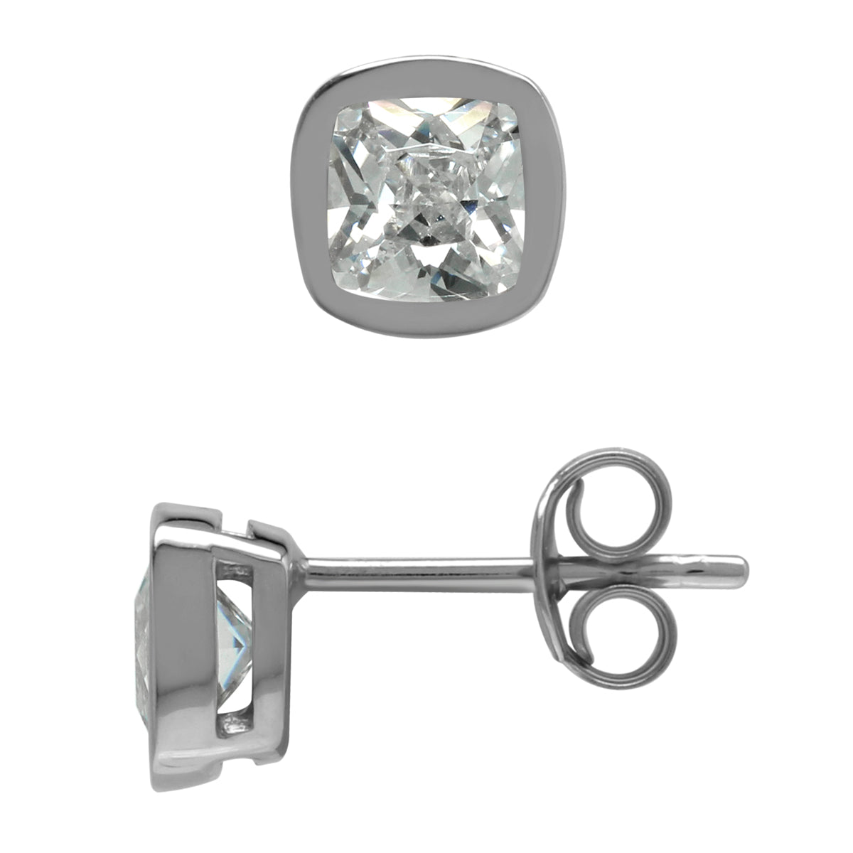 5 mm Cushion Shape White CZ 925 Sterling Silver Stud Earrings - Silvershake-store