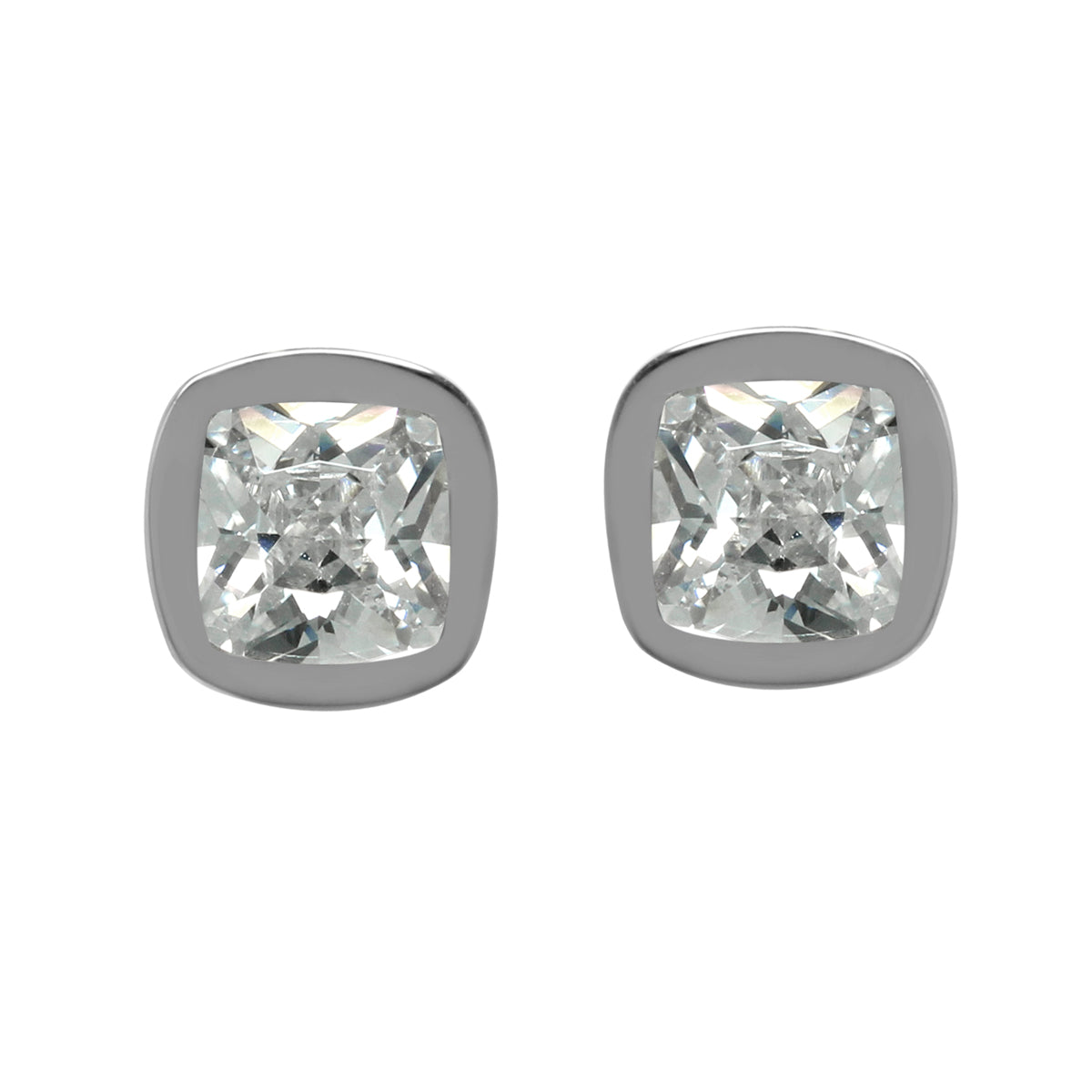 5 mm Cushion Shape White CZ 925 Sterling Silver Stud Earrings - Silvershake-store