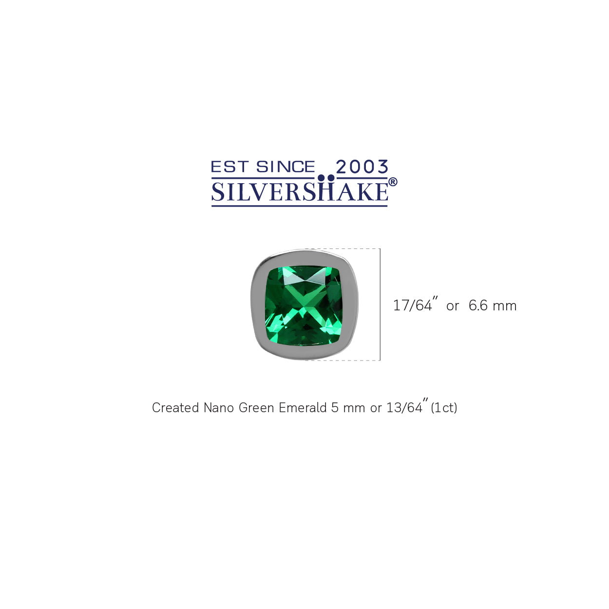 5 mm Cushion Shape Green Nano Emerald 925 Sterling Silver Stud Earrings - Silvershake-store
