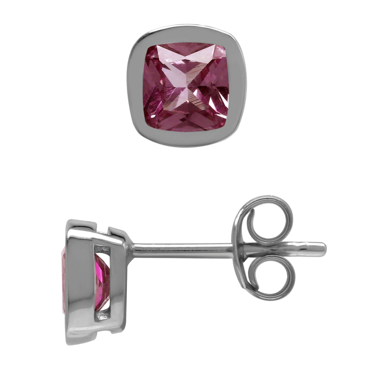 Created 5MM Cushion Shape Color Change Alexandrite 925 Sterling Silver Stud Earrings - Silvershake-store
