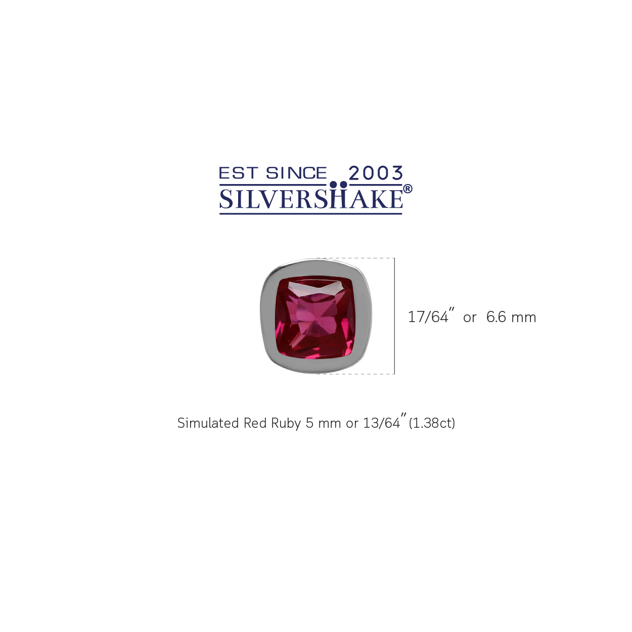 Created 1.3 ctw 5 mm Cushion Shape Ruby 925 Sterling Silver Stud Earrings - Silvershake-store