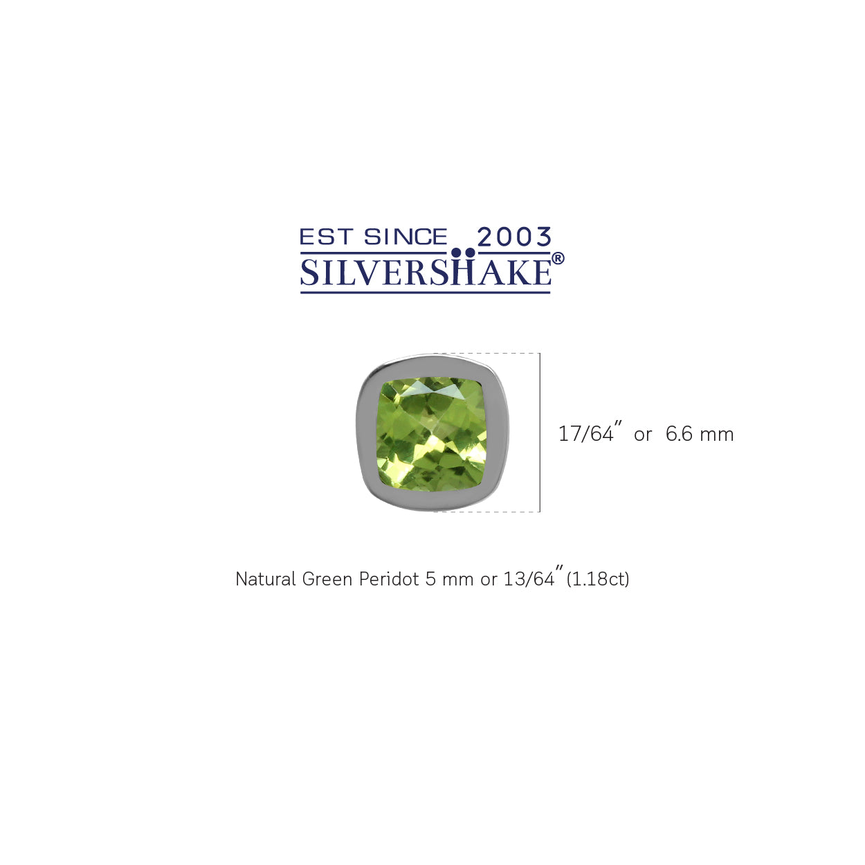 Natural 1.1 ctw 5 mm Cushion Shape Peridot 925 Sterling Silver Stud Earrings - Silvershake-store