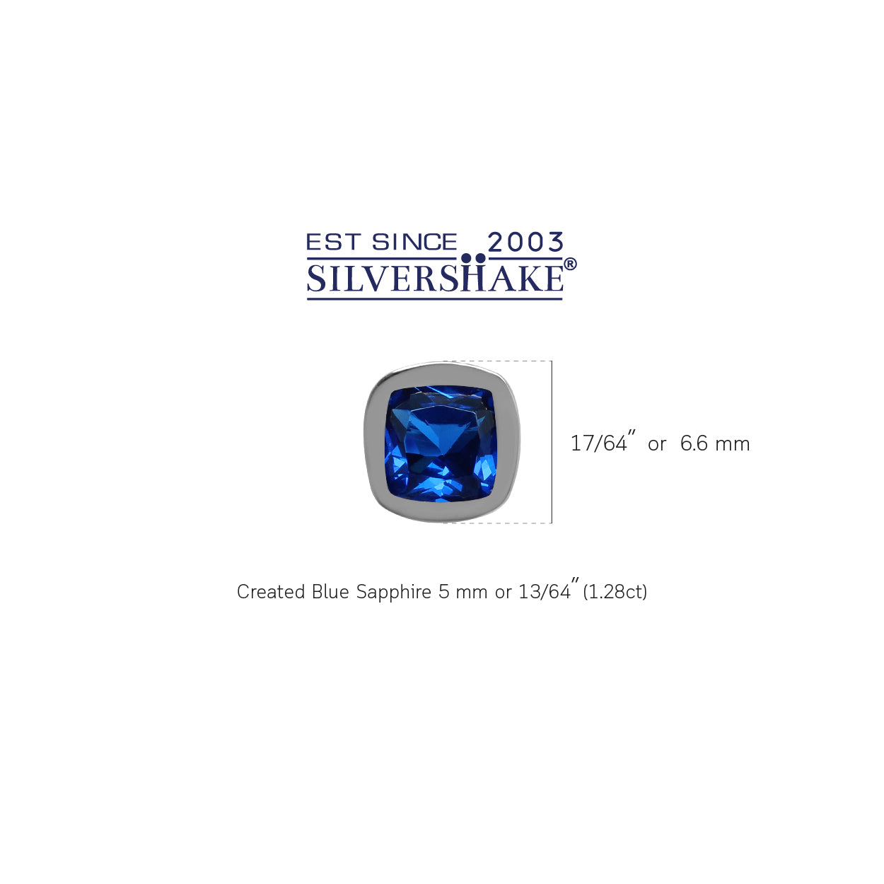 1.2 ctw 5 mm Cushion Shape Created Blue Sapphire 925 Sterling Silver Stud Earrings