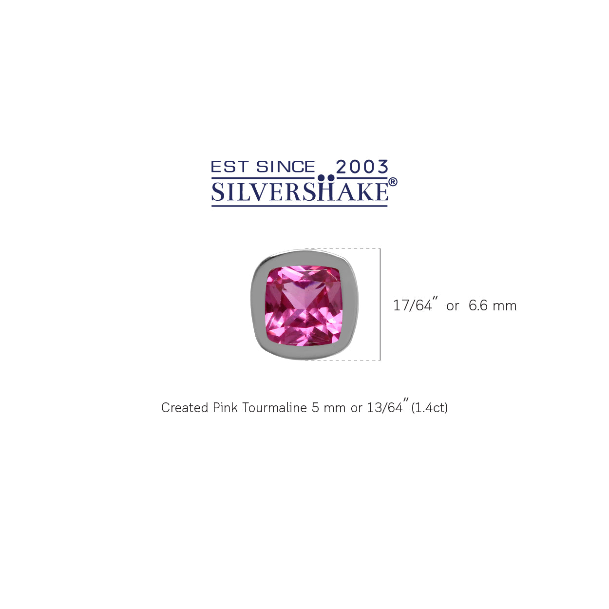 1.4 ctw 5 mm Cushion Shape Created Pink Tourmaline 925 Sterling Silver Stud Earrings - Silvershake-store